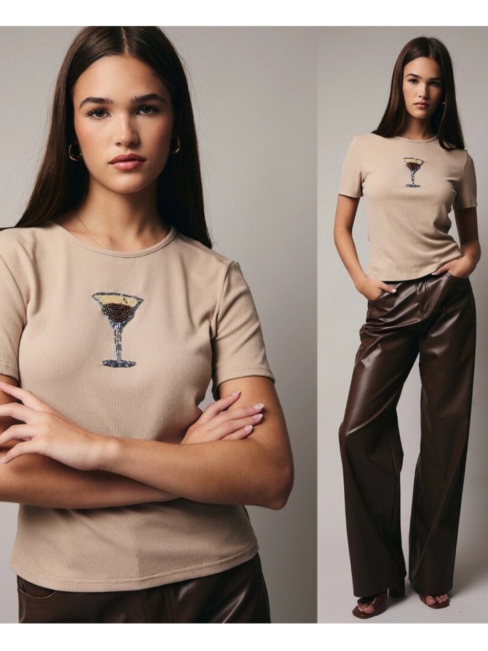 Espresso Martini beaded fitted tee